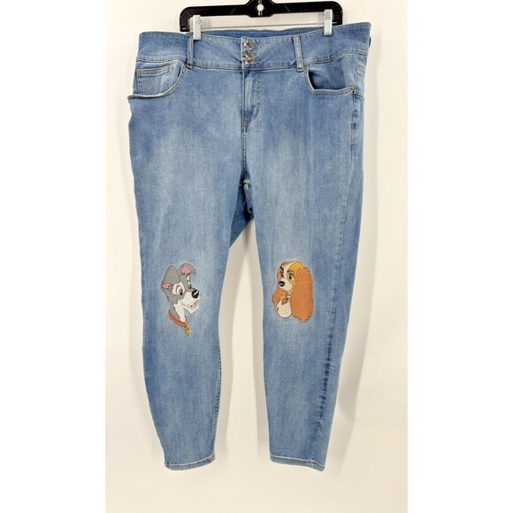 Disney Lady & Tramp Embroidered Straight Leg Jeans Hot Topic Size 22 41" X 28" - Picture 5 of 14